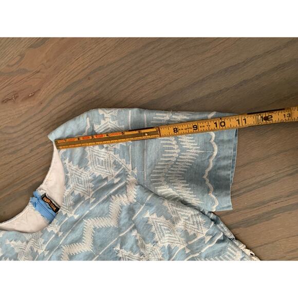 Blue-White Midi Dress, Fit and Flare, Westbem, Short Sleeve, ~ 220713-MEL 10 - Picture 10 of 10